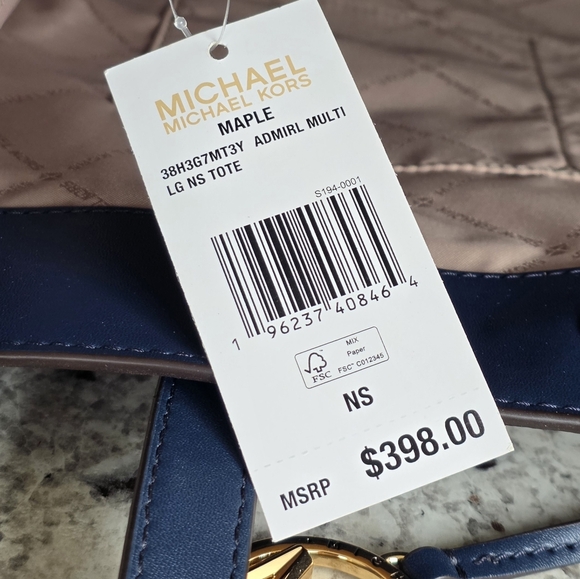 Michael Kors Maple Logo Large Blue Tote - Picture 7 of 10